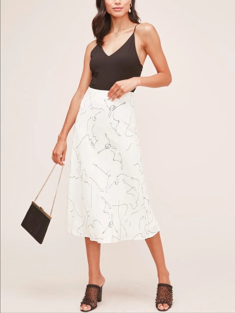 ASTR the Label | Pamela Midi Skirt - Ballet Sketch In White Size M